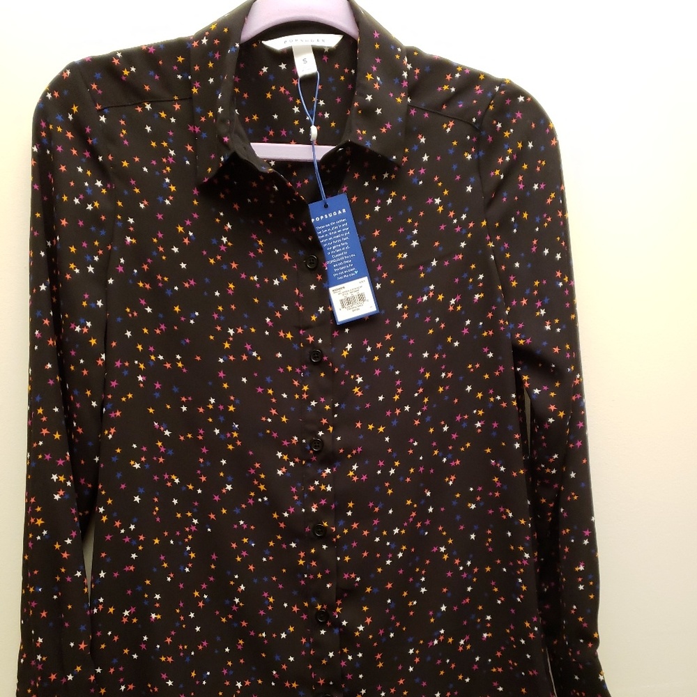 NWT Popsugar Stars Button Down Blouse S